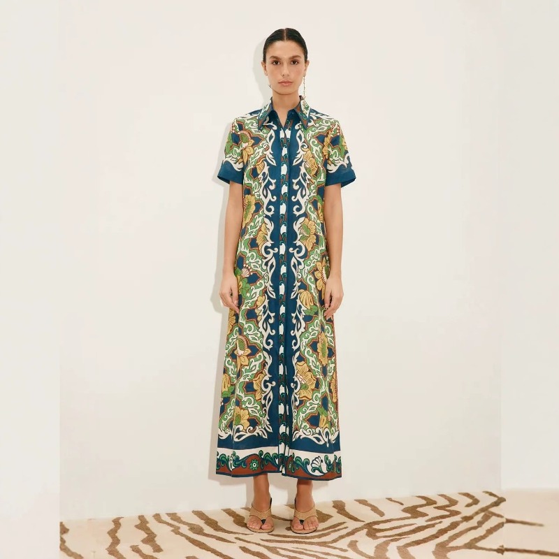 Casual Loose Linen Shirt Dress - Outono 2026, Novo Vestido Camisa Maxi