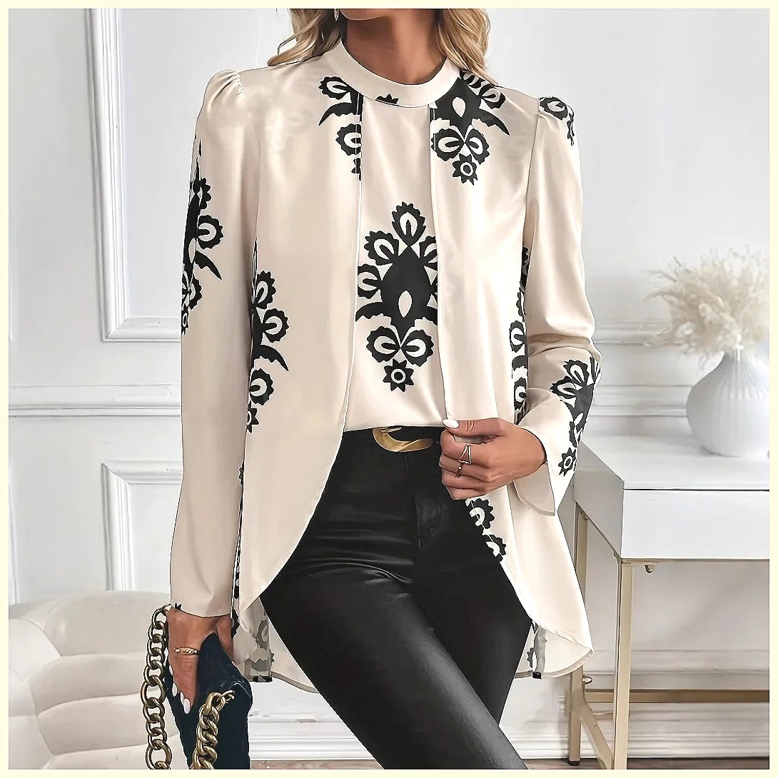 Blouses - Blusa Feminina de Manga Longa Estampada