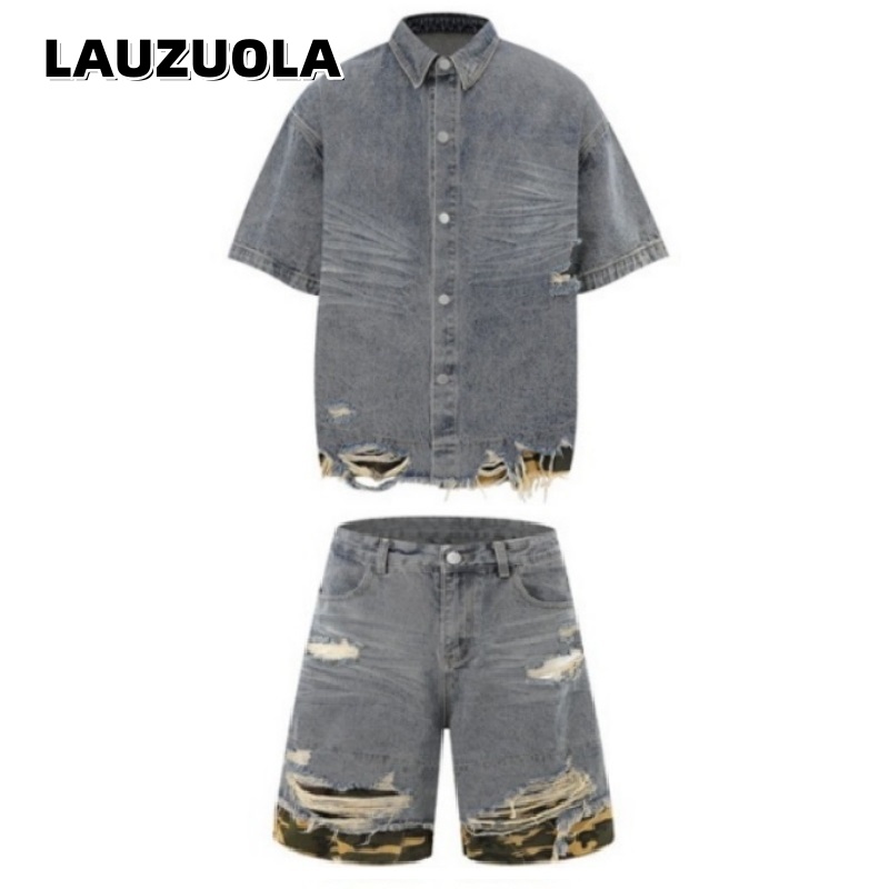Jeans - Conjunto Masculino de Camisa de Manga