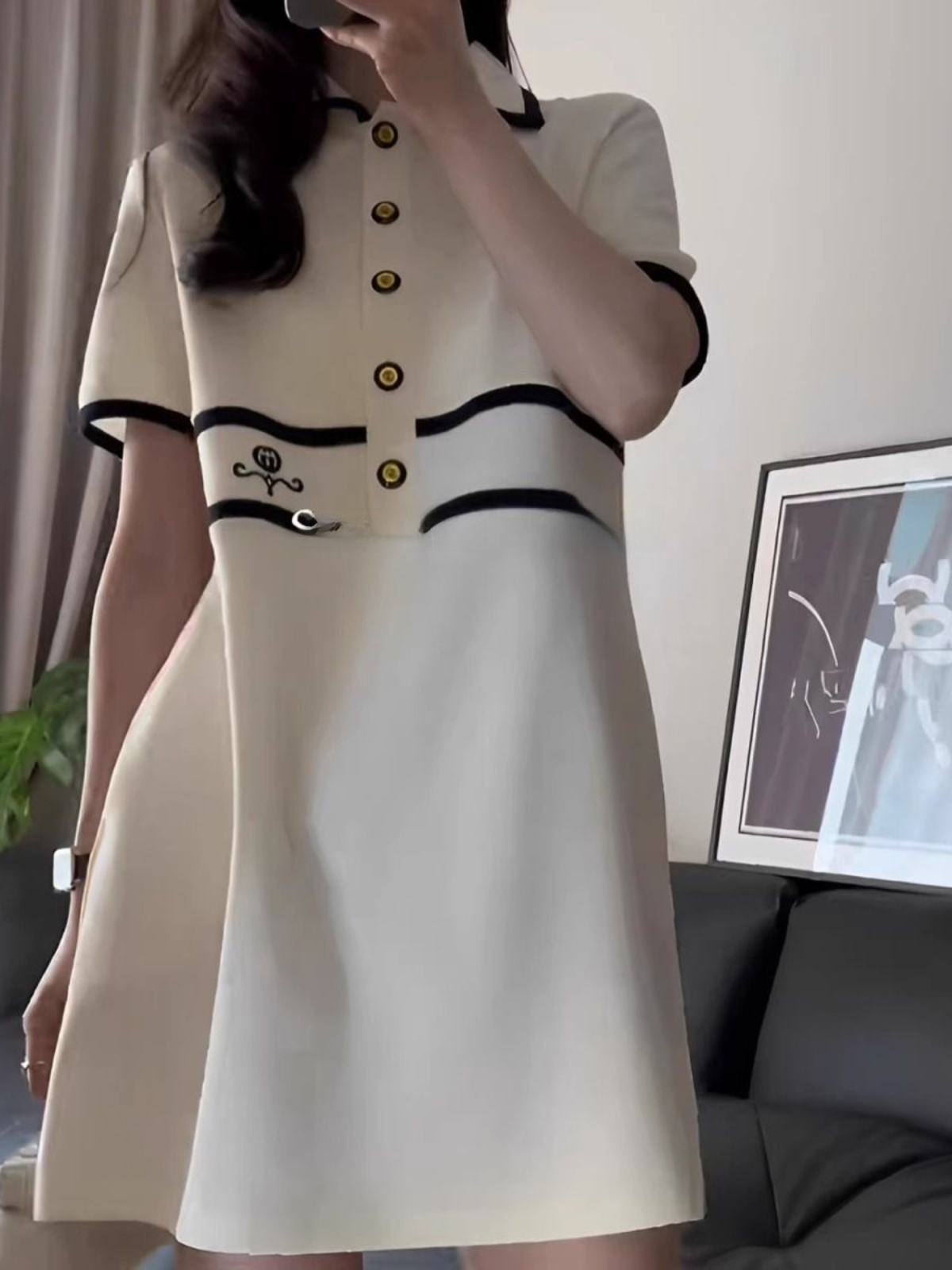 Korean Style A Line Shirt Dress - Vestido Feminino Plus Size com Gola