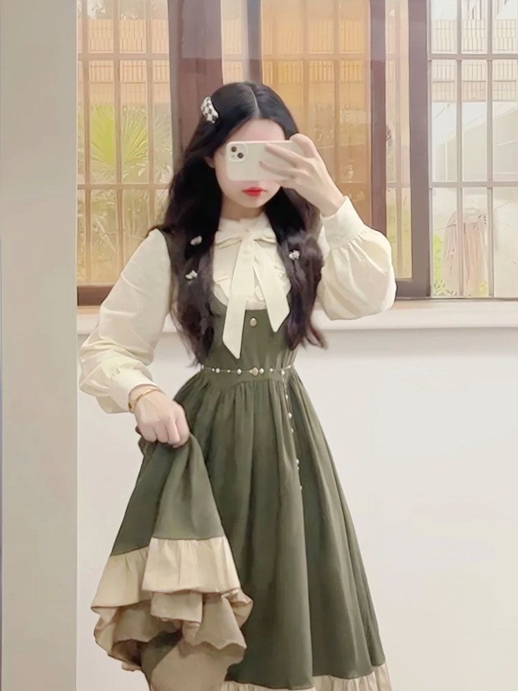 Korean Style A Line Shirt Dress - 2025 novo japonês coreano kawaii preppy