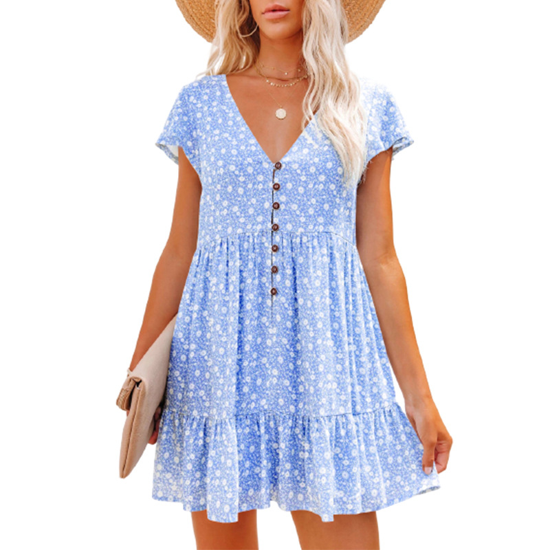 French Vintage Floral Midi Dress - Na europa e na primavera e