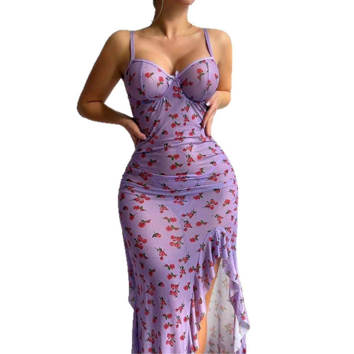 Sexy Mesh Sheer Bodycon Dress - Lingerie Sexy Plus Size em Tule