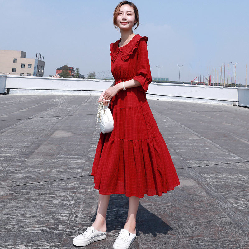 Midi moda elegante 2021 puff m - French Vintage Floral Midi Dress avaliação e preço
