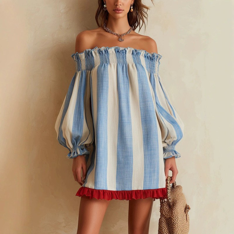 Vestido Feminino 2026 Ombro a  - Off Shoulder Puff Sleeve Sundress avaliação e preço