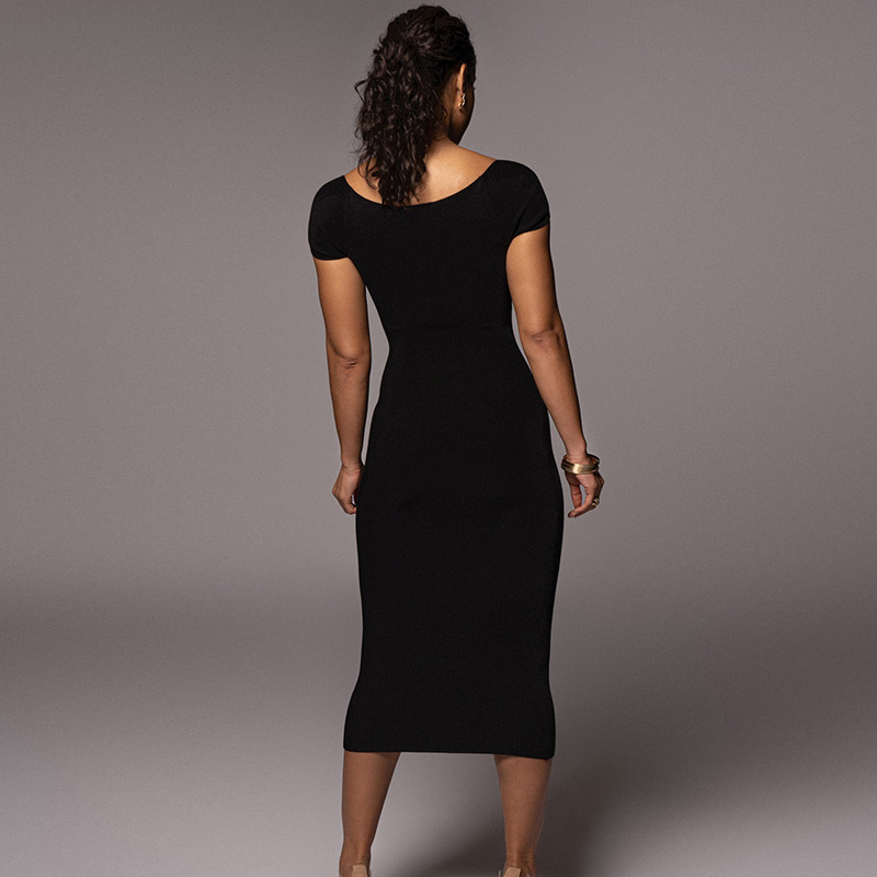 Vestido Bodycon Feminino de Ve - Bodycon Long Sleeve Ribbed Dress avaliação e preço