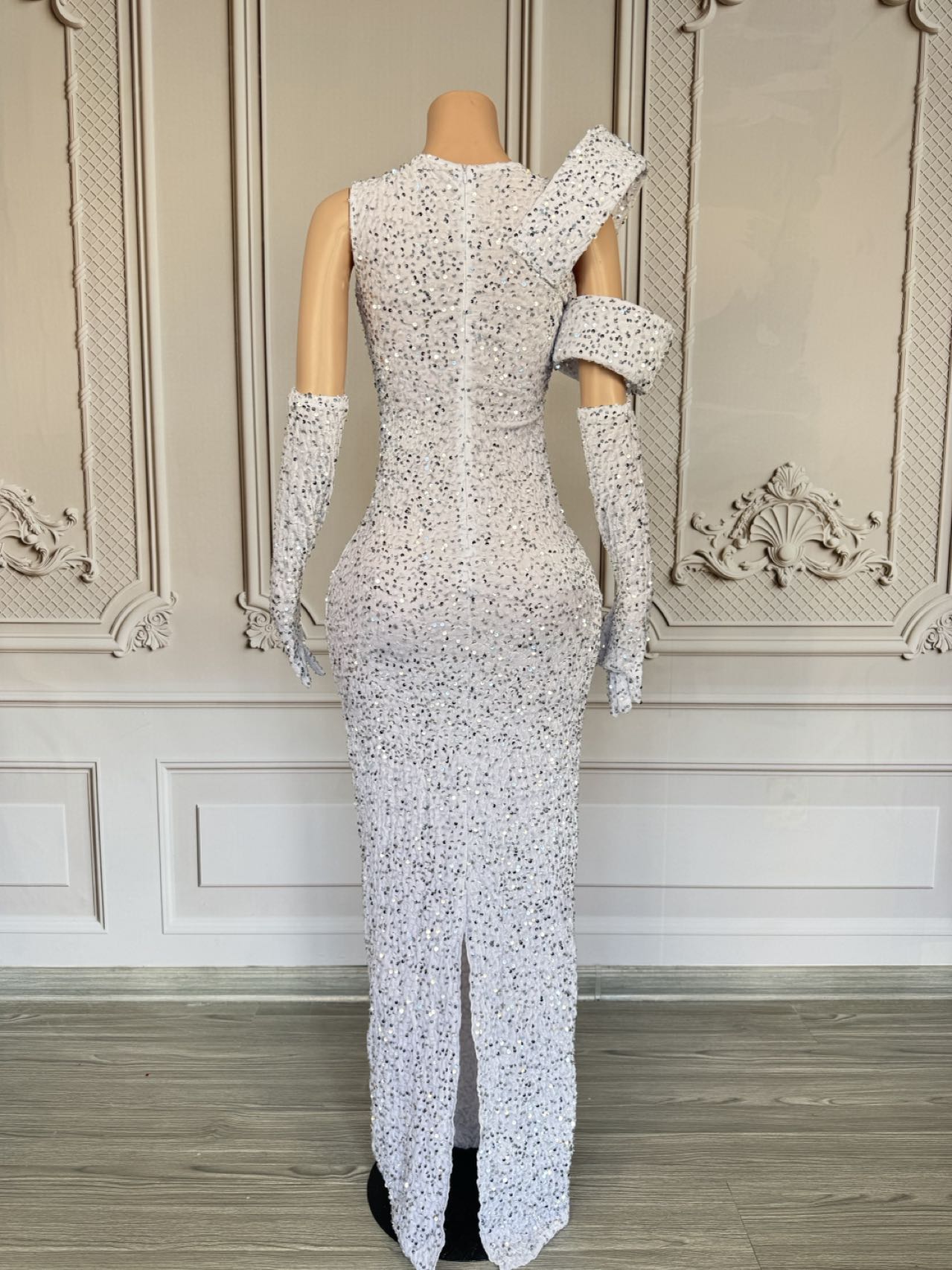 Vestido Longo Branco Justo com - Sparkly Rhinestone Club Party Dress avaliação e preço