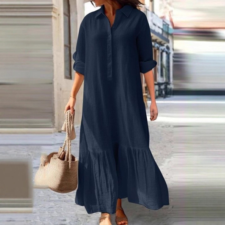 2026 Nova Coleção Europeia e A - Casual Loose Linen Shirt Dress avaliação e preço