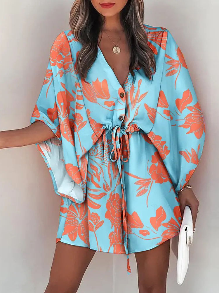 Verão vestido casual moda femi - French Vintage Floral Midi Dress avaliação e preço