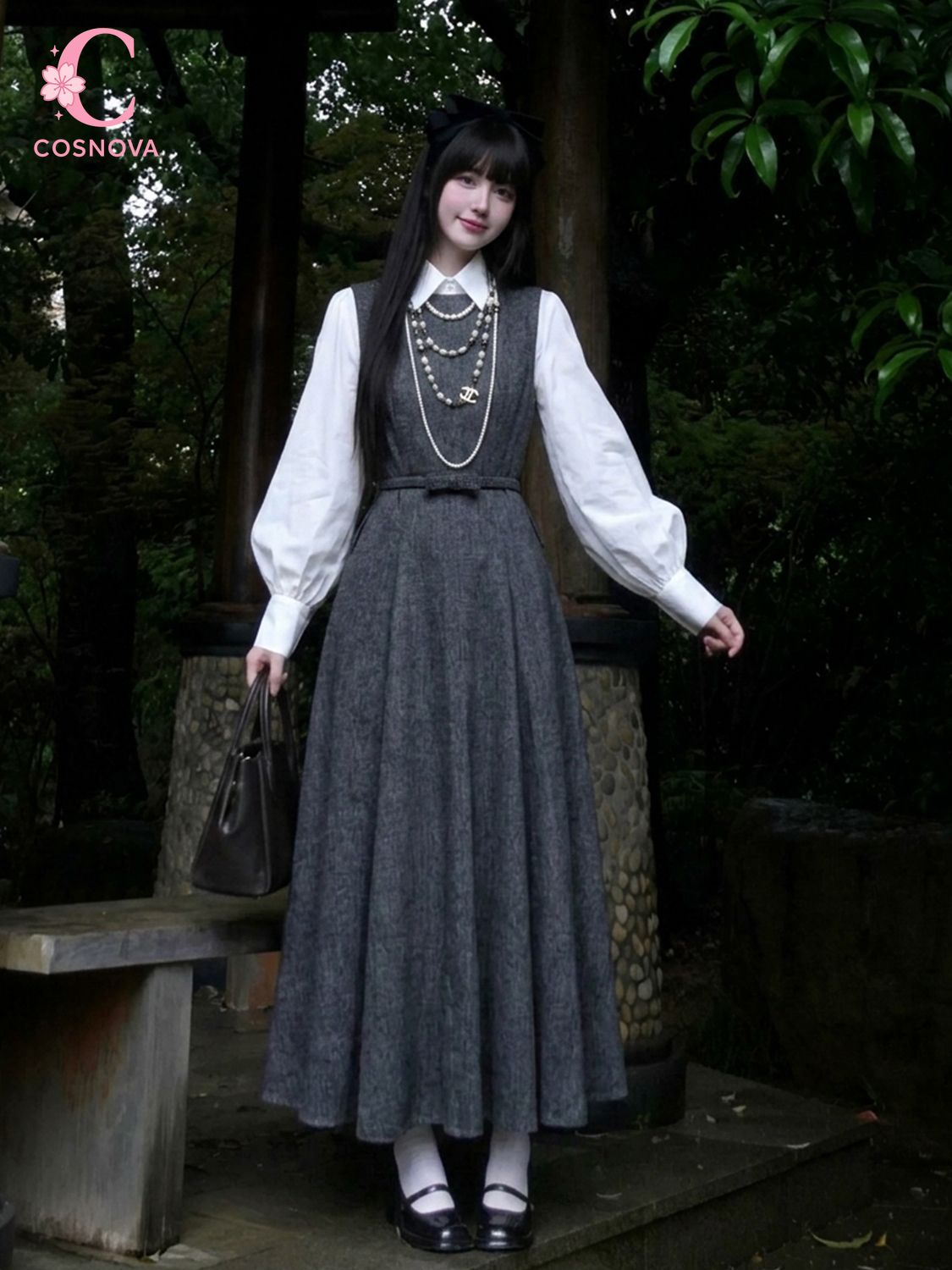 Conjunto de Vestido Estilo Hep - Korean Style A Line Shirt Dress avaliação e preço