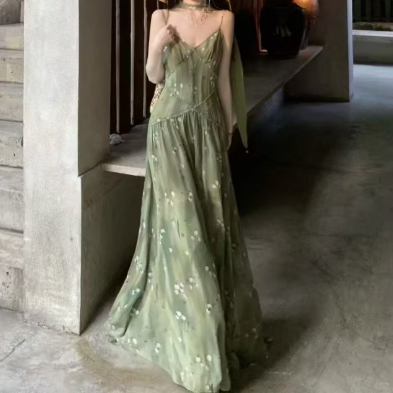 2025 novo vintage elegante fra - French Vintage Floral Midi Dress avaliação e preço