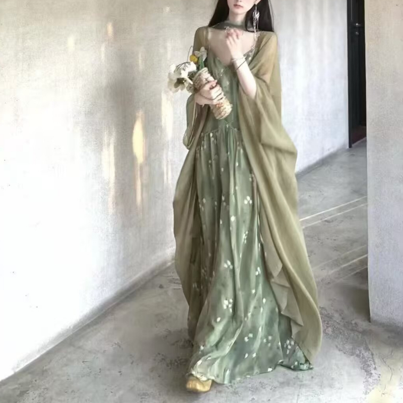 2025 novo vintage elegante fra - French Vintage Floral Midi Dress avaliação e preço