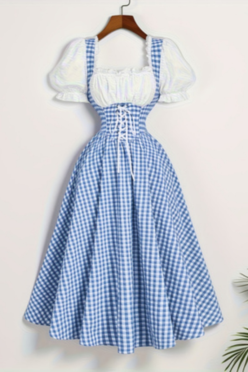 Vestido feminino fashion azul  - French Vintage Floral Midi Dress avaliação e preço