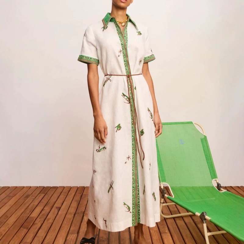 Outono 2026 Novo Vestido Camis - Casual Loose Linen Shirt Dress avaliação e preço