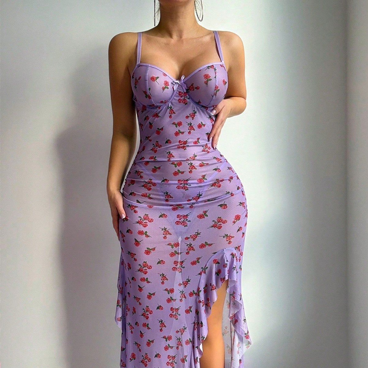 Lingerie Sexy Plus Size em Tul - Sexy Mesh Sheer Bodycon Dress avaliação e preço