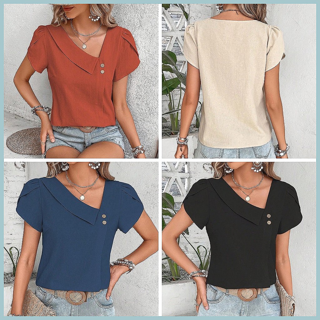 Blusa Vintage de Cor Sólida pa - Blouses avaliação e preço